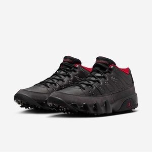 Nike Air Jordan 9 Low Golf ‘Charcoal’ Black True Red FJ5934-002 Men’s Size 9.5